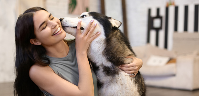 Young woman with cute pet