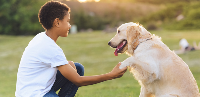 boy with a dog