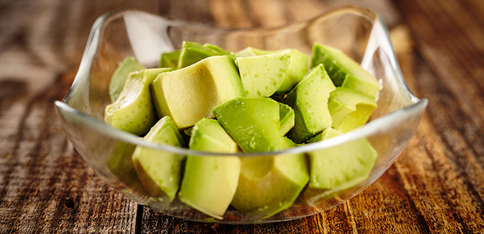 Avocado chopped in bowl