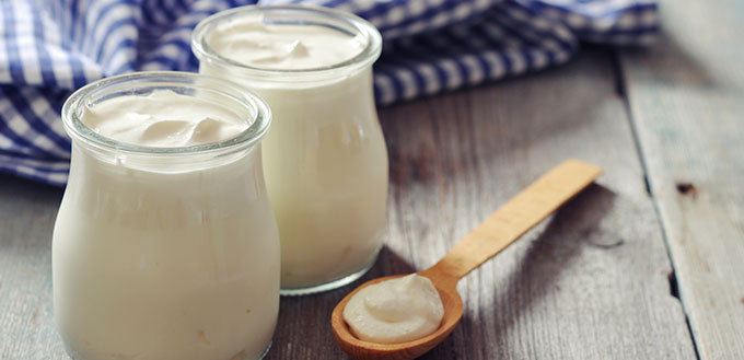 Greek yogurt in a glass jars