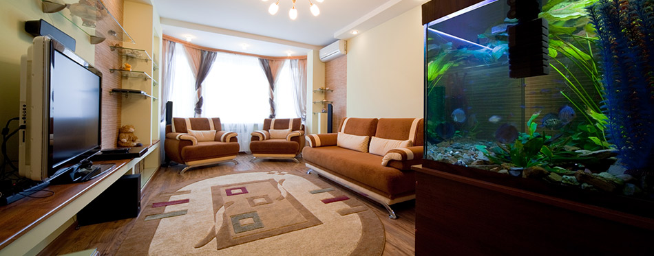 Living room with aquarium