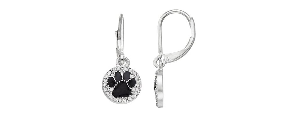 Pet Friends Paw Circle Drop Earrings