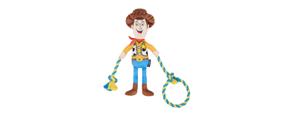 Pixar Woody Plush with Rope Squeaky Dog Toy