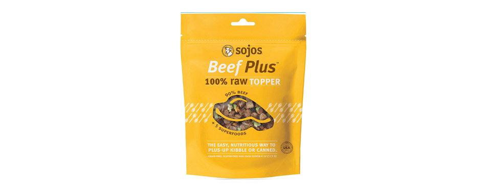 Sojos Beef Plus Raw Grain-Free Dog Food Topper