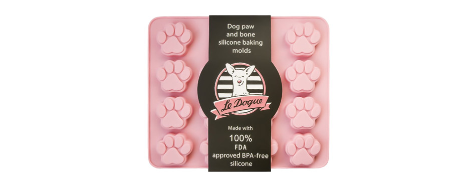 Le Dogue Dog Paws and Bones Silicone Baking Molds with Recipe Booklet
