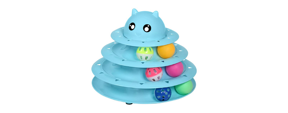 UPSKY 3-Level Turntable Cat Toy with Six Colorful Balls