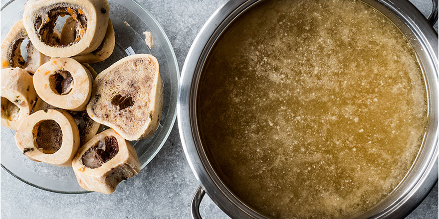 Bone Broth Bouillon in Metal Pan