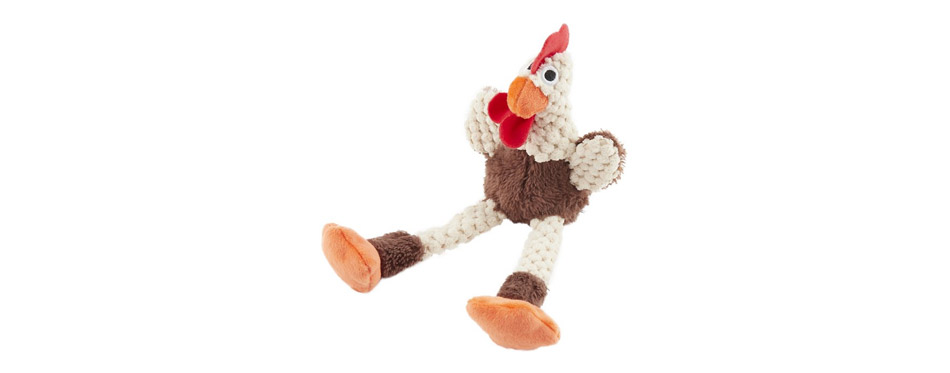 GoDog Checkers Chew Guard Rooster Squeaky Plush Dog Toy