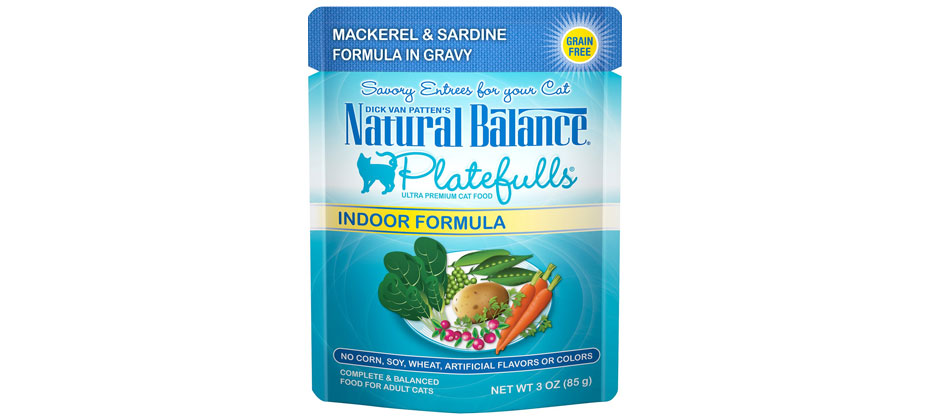 Natural Balance Platefulls Indoor Formula Mackerel & Sardine in Gravy Grain-Free Cat Food Pouches