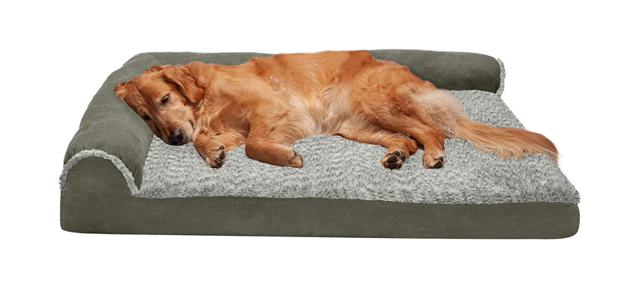 FurHaven Two-Tone Deluxe Chaise Orthopedic Bed