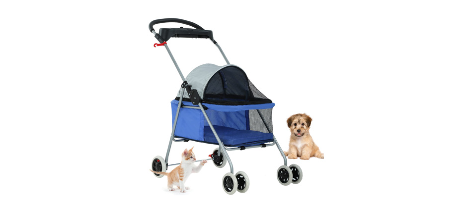 BestPet 4 Wheels Travel Kitty Stroller