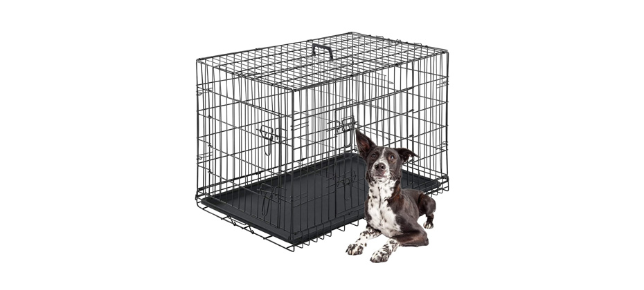 BestPet Dog Crate Double Door Folding Metal Dog Cage