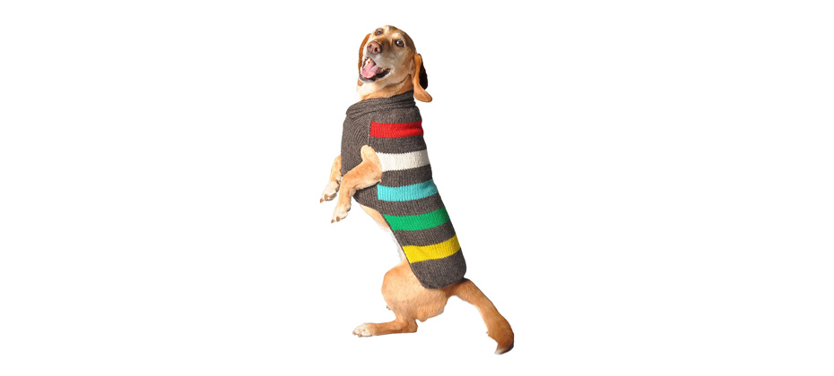 Chilly Dog Charcoal Striped Wool Dog Sweater