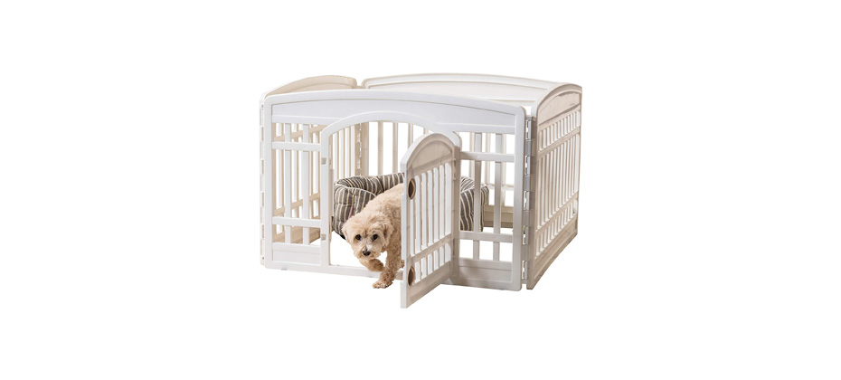 Best Crate for Toy Goldendoodle: IRIS Exercise Dog Playpen with Door