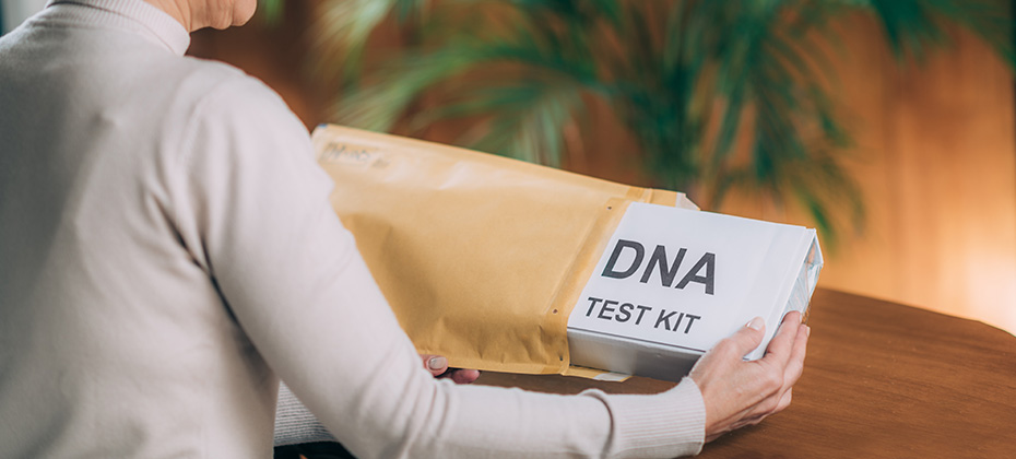 Senior Woman Doing a Mailed DNA Test at Home