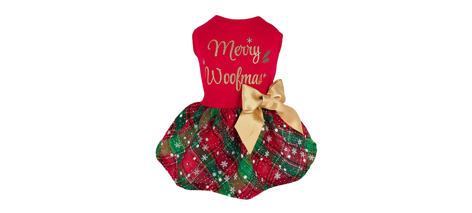 Fitwarm Merry Woofmas Cotton Dog Christmas Dress