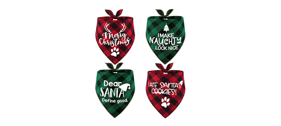 Remifa 4 Pack Christmas Dog Bandanas