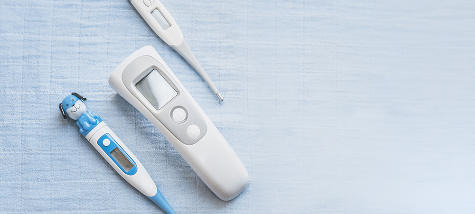 Types of thermometers. copy space