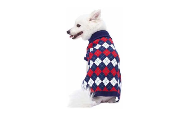 Blueberry Pet Argyle Navy Blue Dog Sweater