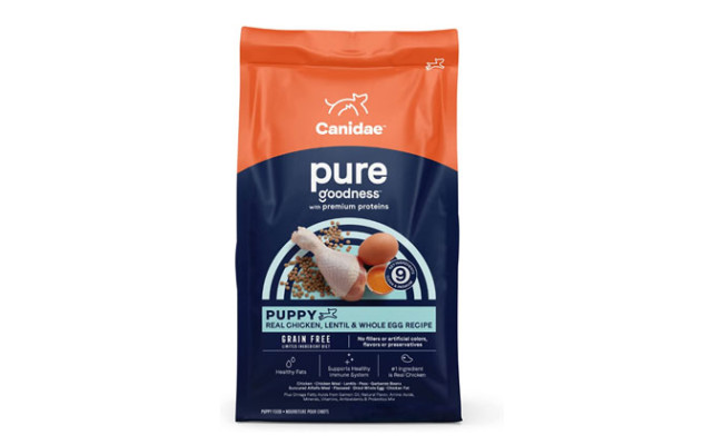 CANIDAE Grain Free PURE Puppy Limited Ingredient Chicken Lentil & Whole Egg Recipe Dry Dog Food
