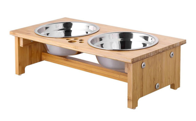 Foreyy Bamboo Elevated Cat Water Bowl