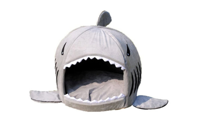 Grey Shark Bed for Small Dog Cave Bed