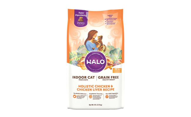 Halo Holistic Chicken & Chicken Liver Recipe Grain Free Healthy Weight Indoor Cat Dry Cat Food