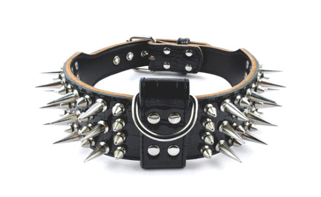 PET ARTIST Leather Sharp Spike Dog Collar