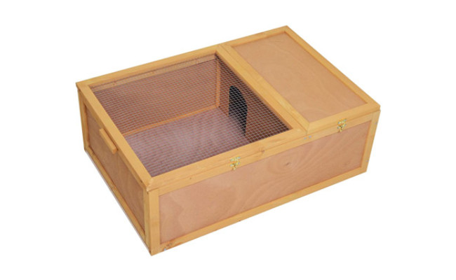 PawHut 37”L Wood Tortoise House Turtle Habitat