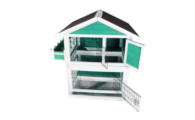 Petsfit Rabbit Hutch, Two-Story Wood Bunny Cage