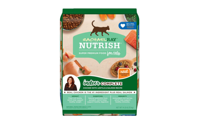 Rachael Ray Nutrish Indoor Complete Chicken with Lentils & Salmon Recipe Natural Dry Cat Food