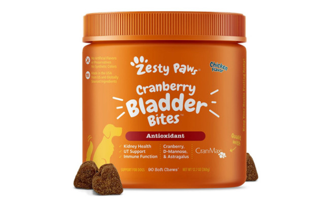 Zesty Paws Cranberry Bladder Bites Chicken & Liver Flavored Soft Chews Urinary Supplement for Dogs